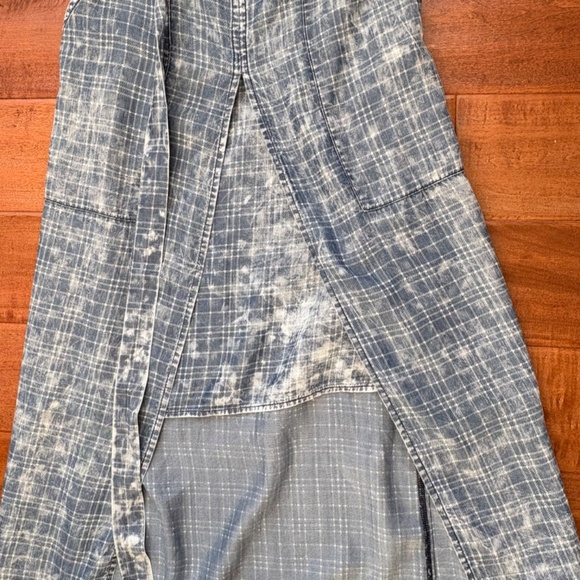 Split Front Plaid Chambray Midi Dress Size 4 by Kut From The Kloth Jules - Picture 6 of 16